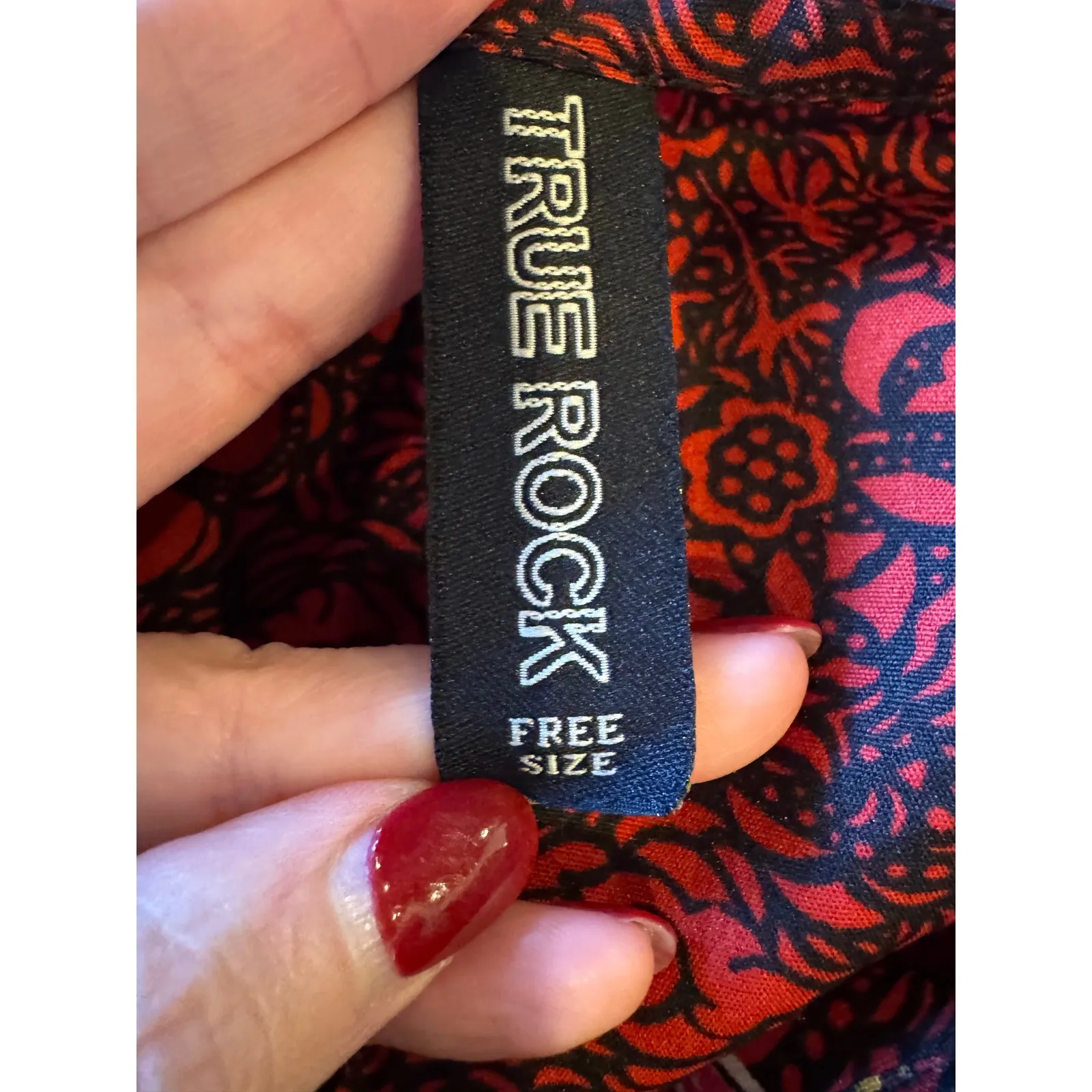 True Rock Caftan Dress Women OS Red Floral Print Maxi Kaftan Boho Coverup Kimono Size undefined - Image 9