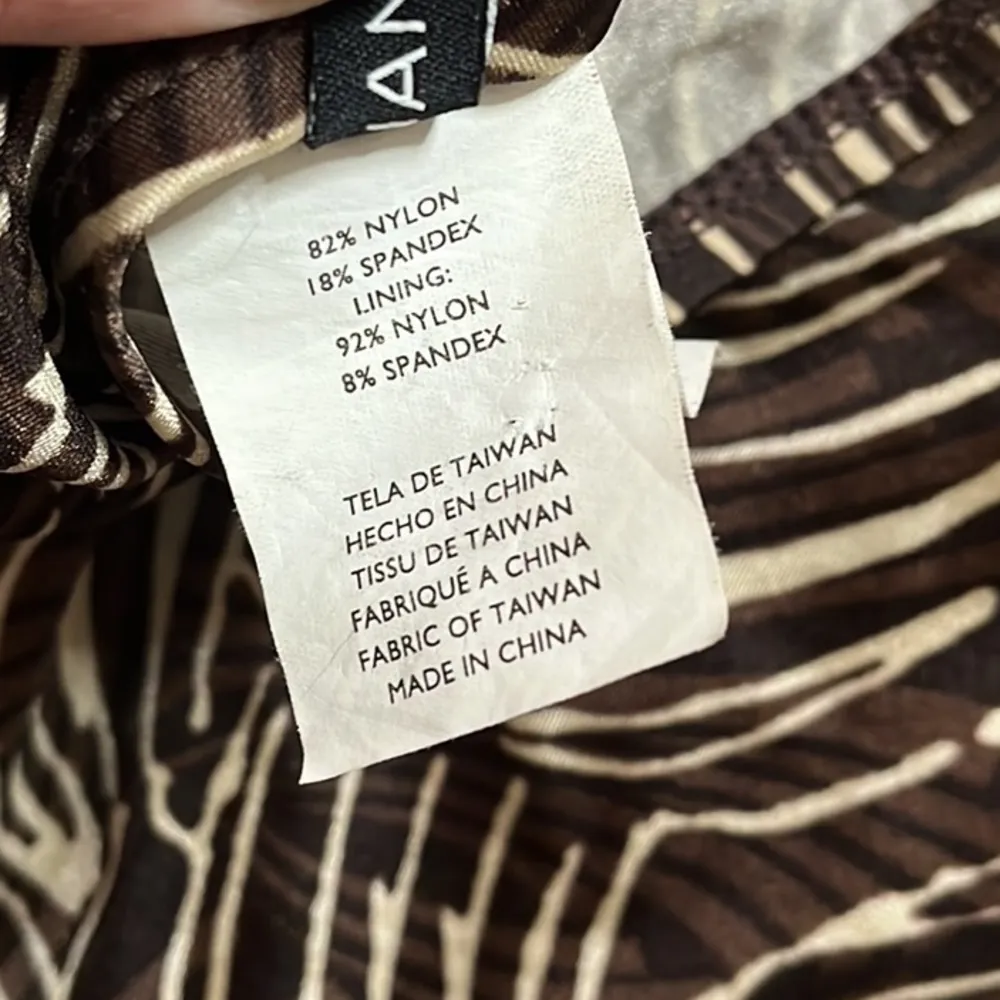 Jantzen Tankini Swimsuit 2pc Bikini Brown Halter Tropical Palm 10 - Image 6