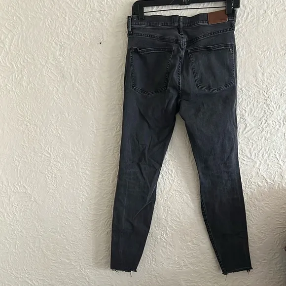 Madewell 9” High Riser Skinny Skinny Gray Black Ripped Knee Jeans 30 - Image 2