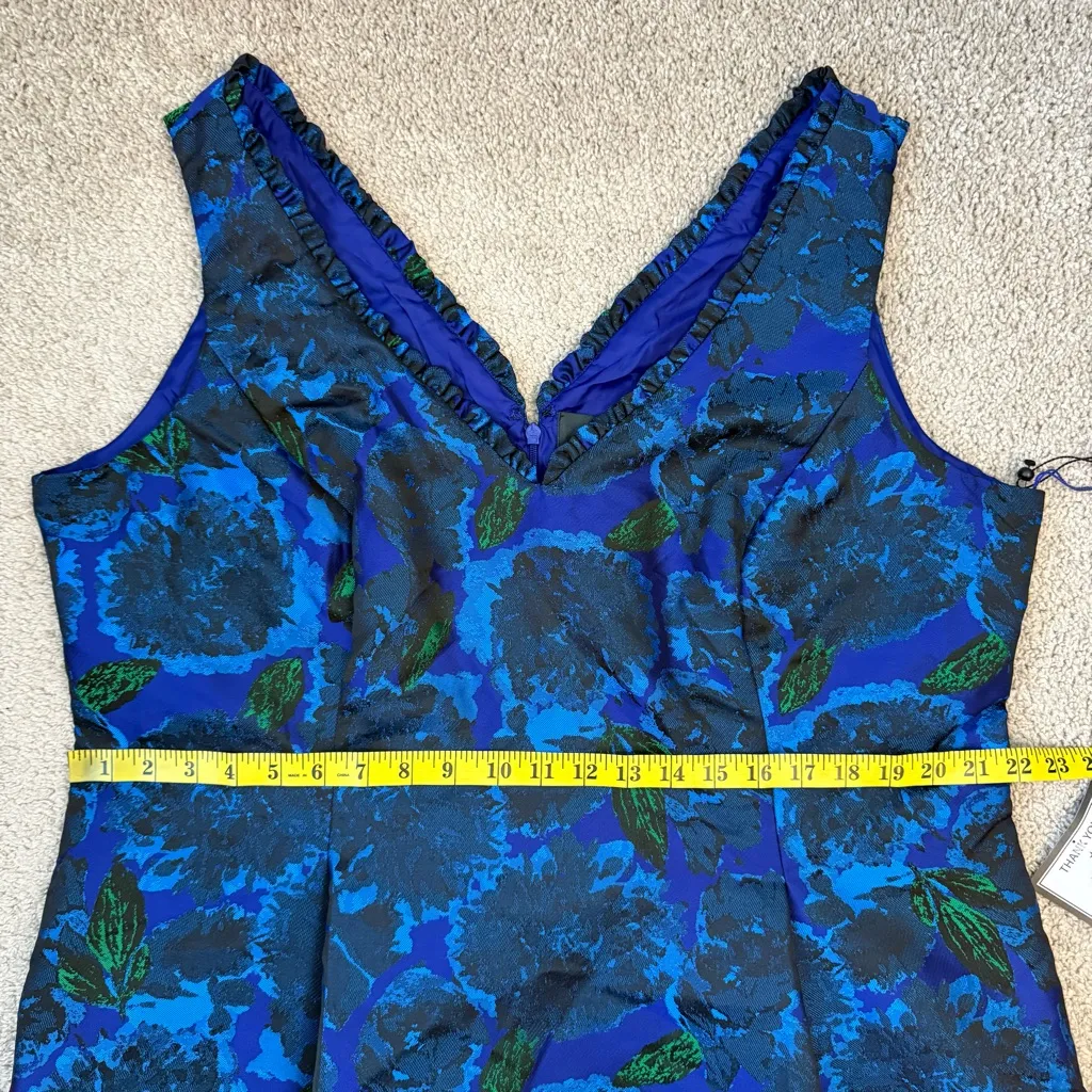 Adrianna Papell Ruffle Jacquard Dress Blue Multi 18W - Image 10