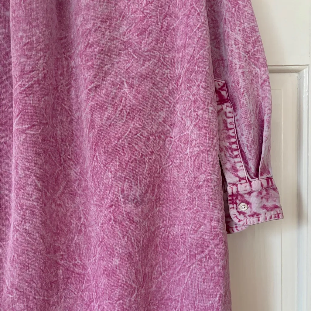 FRANK & EILEEN Size XS Pink Mineral Wash Denim Cotton Rory Maxi Shirt Dress - Image 15