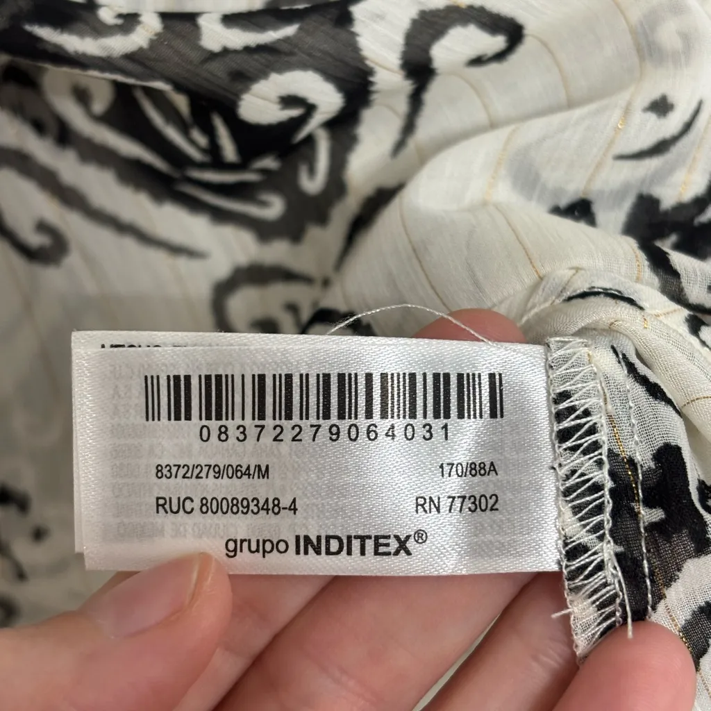 NWT Zara Sheer Metallic Printed Ruffle Blouse - Size M - Image 9