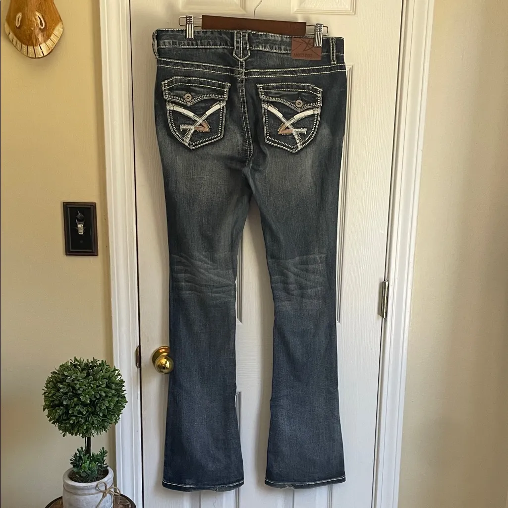 Amethyst Denim Dark Blue Boot Cut Western, Boho Jeans - Image 3