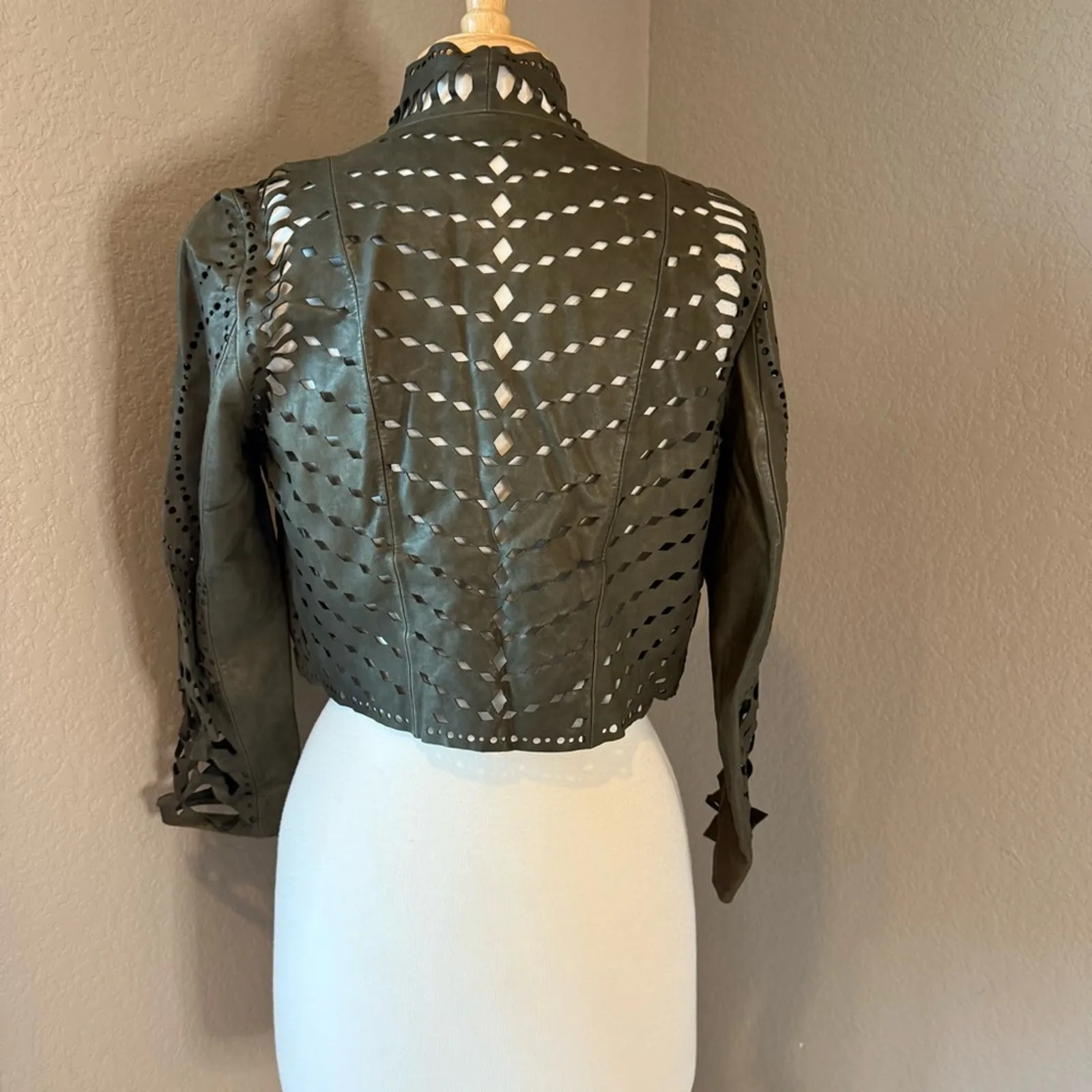 Haute Hippie Olive Green Cutout Jacket Small - Image 3