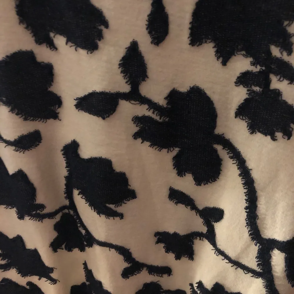 LOFT Embroidered Stitched Floral Vine Navy Blue Knit - Image 3