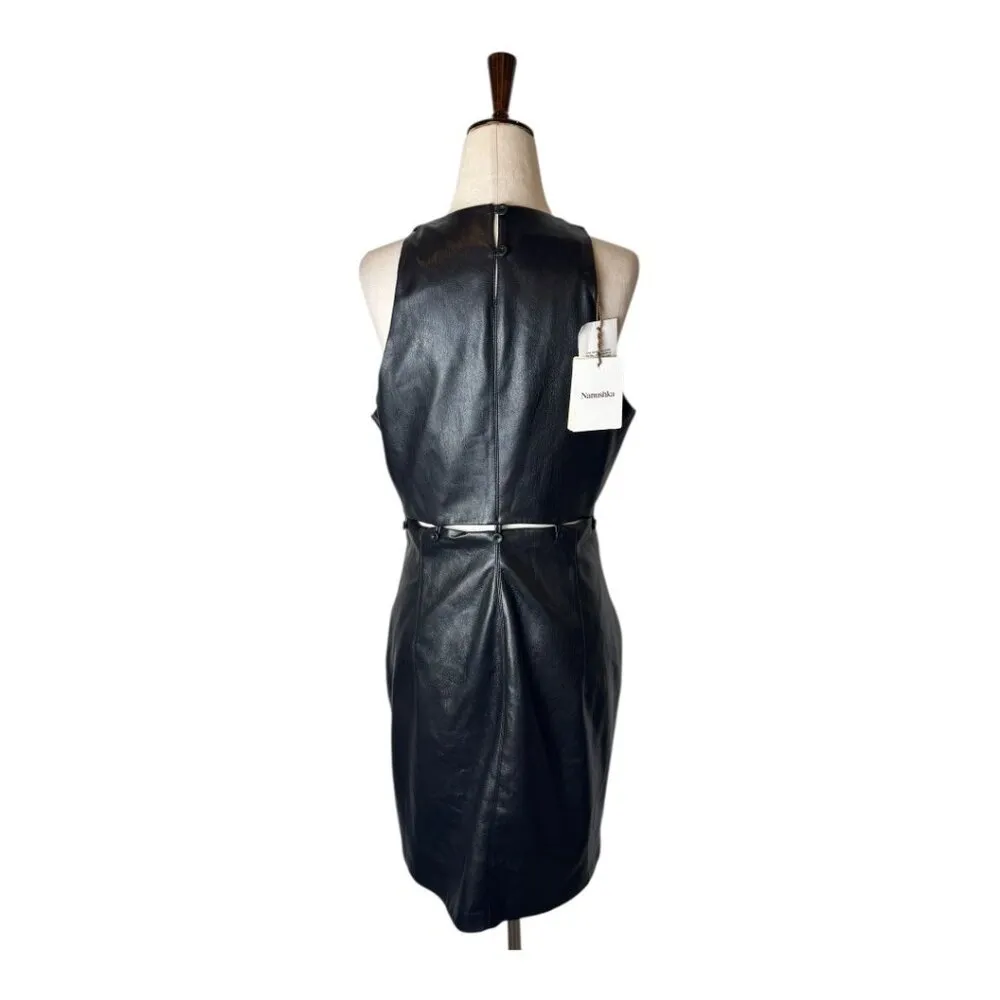 Nanushka Dress Women Large Black Faux‎ Leather Layan Mini NWT Whimsigoth Goth - Image 3