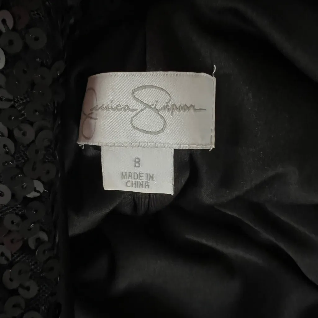 Jessica Simpson backless black sequin cocktail dress. - Image 4