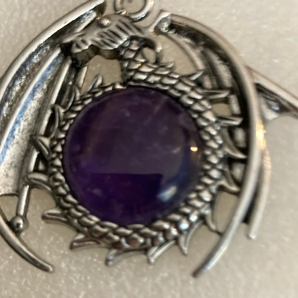 Amethyst Dragon Charm Necklace. NWOTT Cord is 17 1/2” Long with … - Image 3