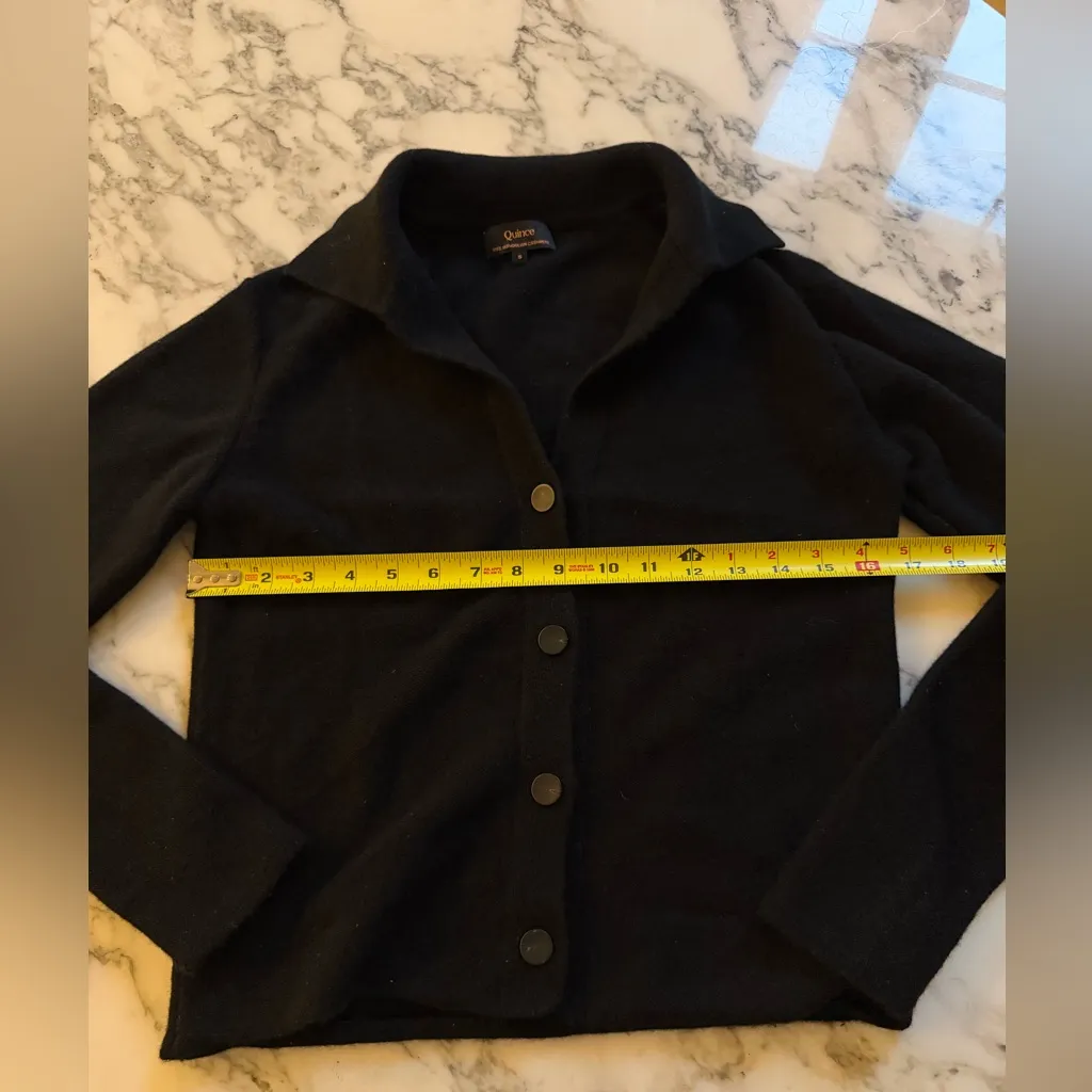 NWT Quince Mongolian Cashmere Collared Cardigan Black Sleeved Top Sz S - Image 4