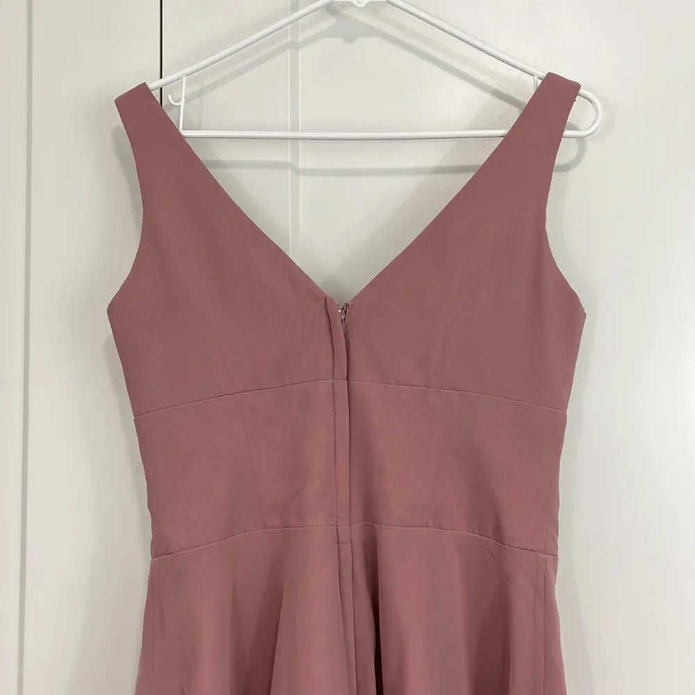 Azazie Size 8 Pink Mauve Rose V-Neck Fit and Flare Formal Dress - Image 10