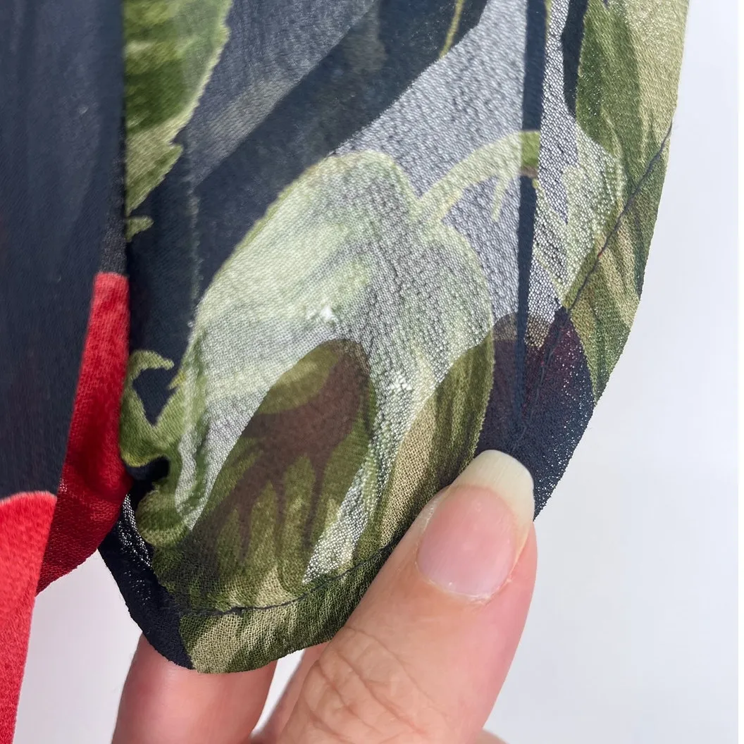 Y2K Whimsigoth Sheer Maxi Dress Sz M Floral Rose Coquette Romantic Goth Alt Navy Blue Size M - Image 11