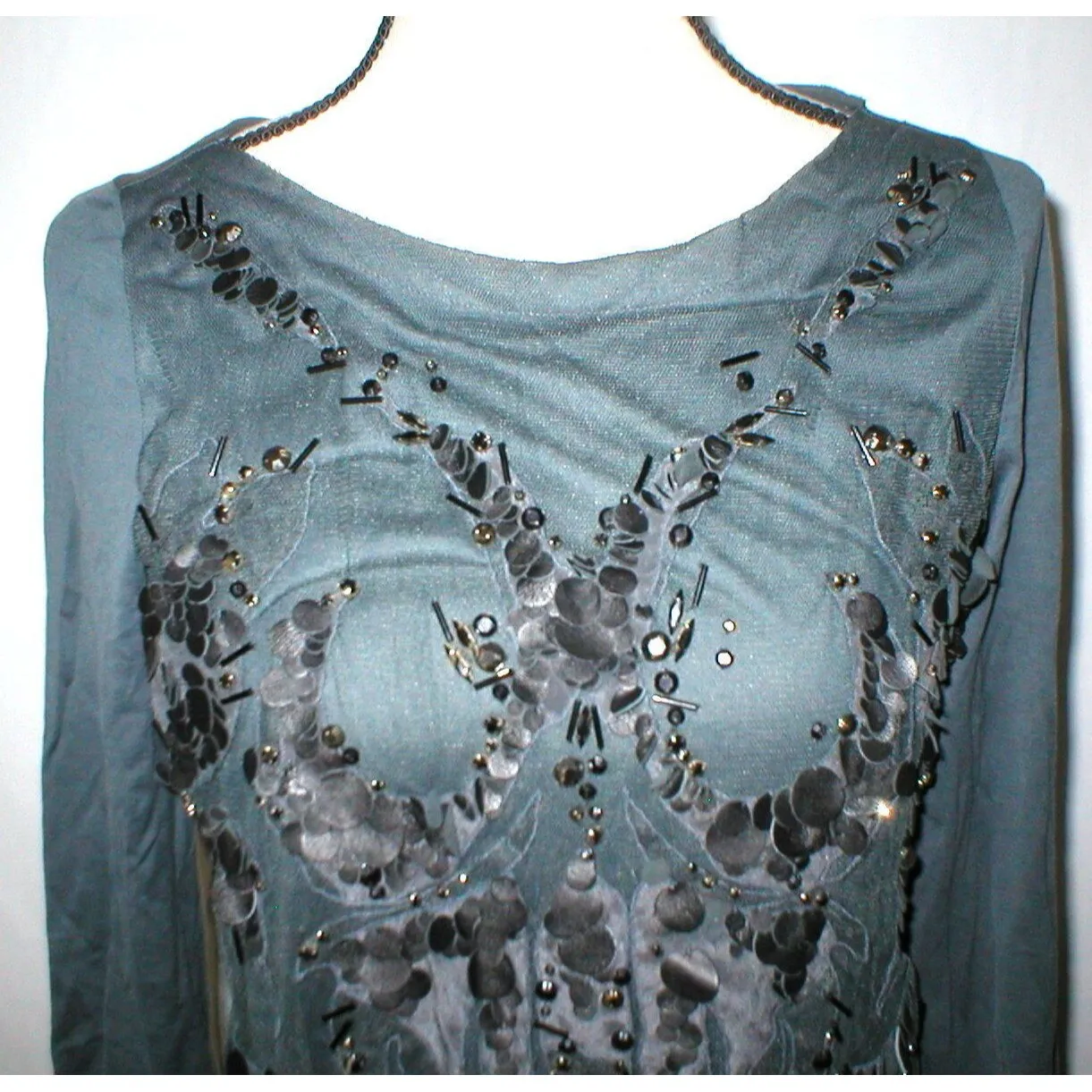 New Womens 10 NWT Roberto Cavalli Gray Lace Crystal Bead Dress 46 Designer Italy - Image 4