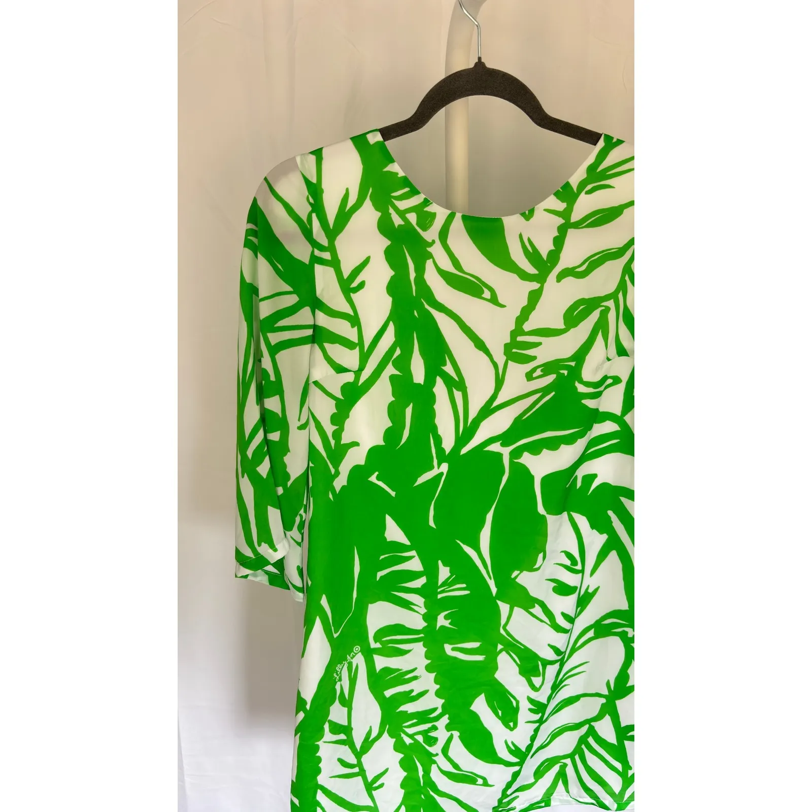Lilly Pulitzer Kaftan Dress Green White Leaf Print Resort Beach Cover Up XS - Image 4