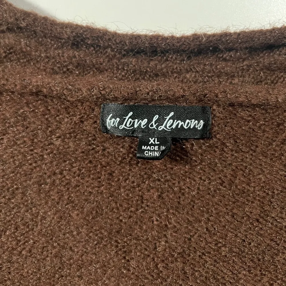For Love & Lemons Cropped Amelia Sweater Chic Brown Knit with Back Tie Size XL - Image 8