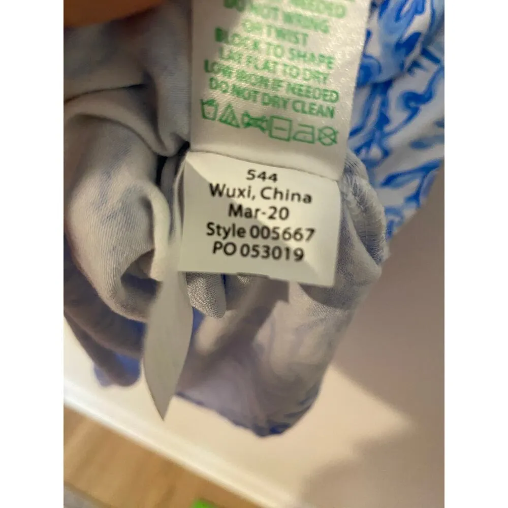 Lilly Pulitzer Inka Dress Resort White Aqua Blue Lounge Front Tie EUC Spandex S - Image 10