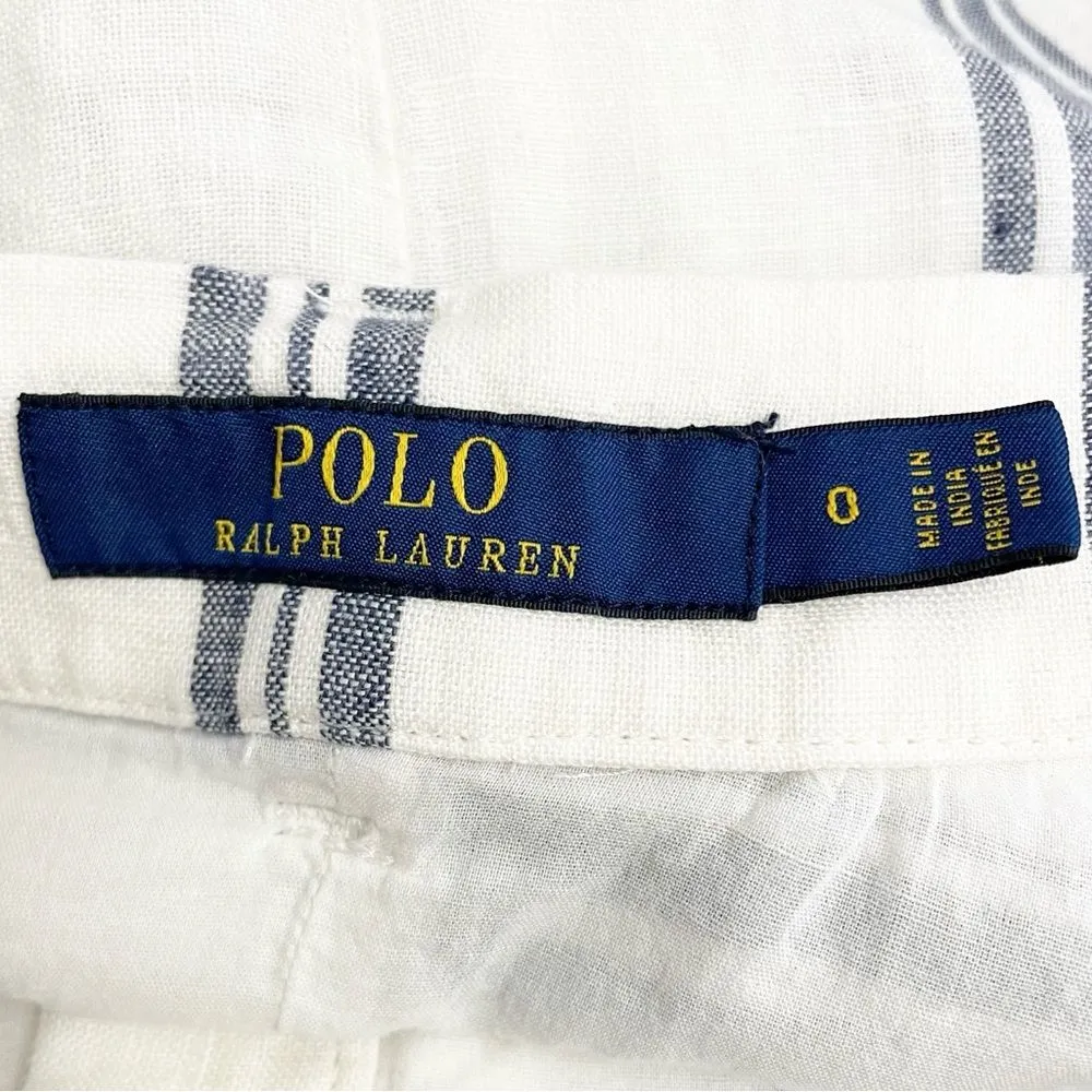 Polo Ralph Lauren Patchwork Striped Linen Maxi Skirt White Blue Women’s Size 0 - Image 9