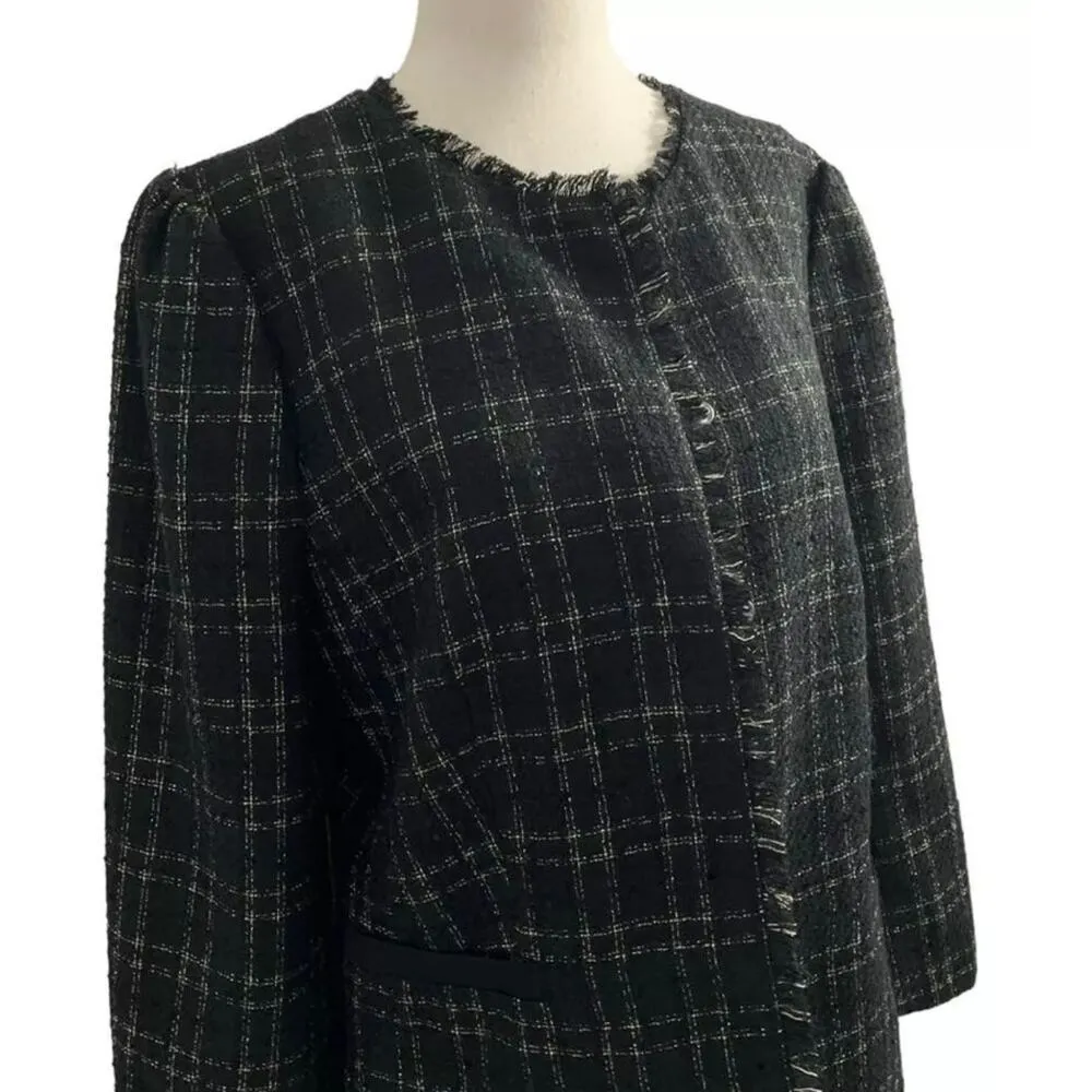 Ann Taylor Women Size 10 Tweed Blazer Black Business Office Career | 16-268 - Image 2