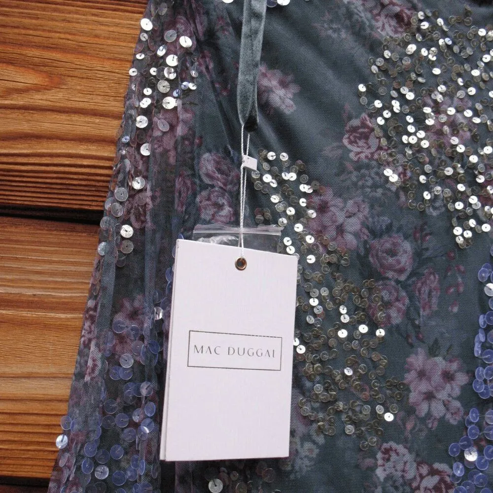 MAC DUGGAL  93750 Embellished Illusion Long Sleeve Faux Wrap Gown Gray-Green 10 - Image 14