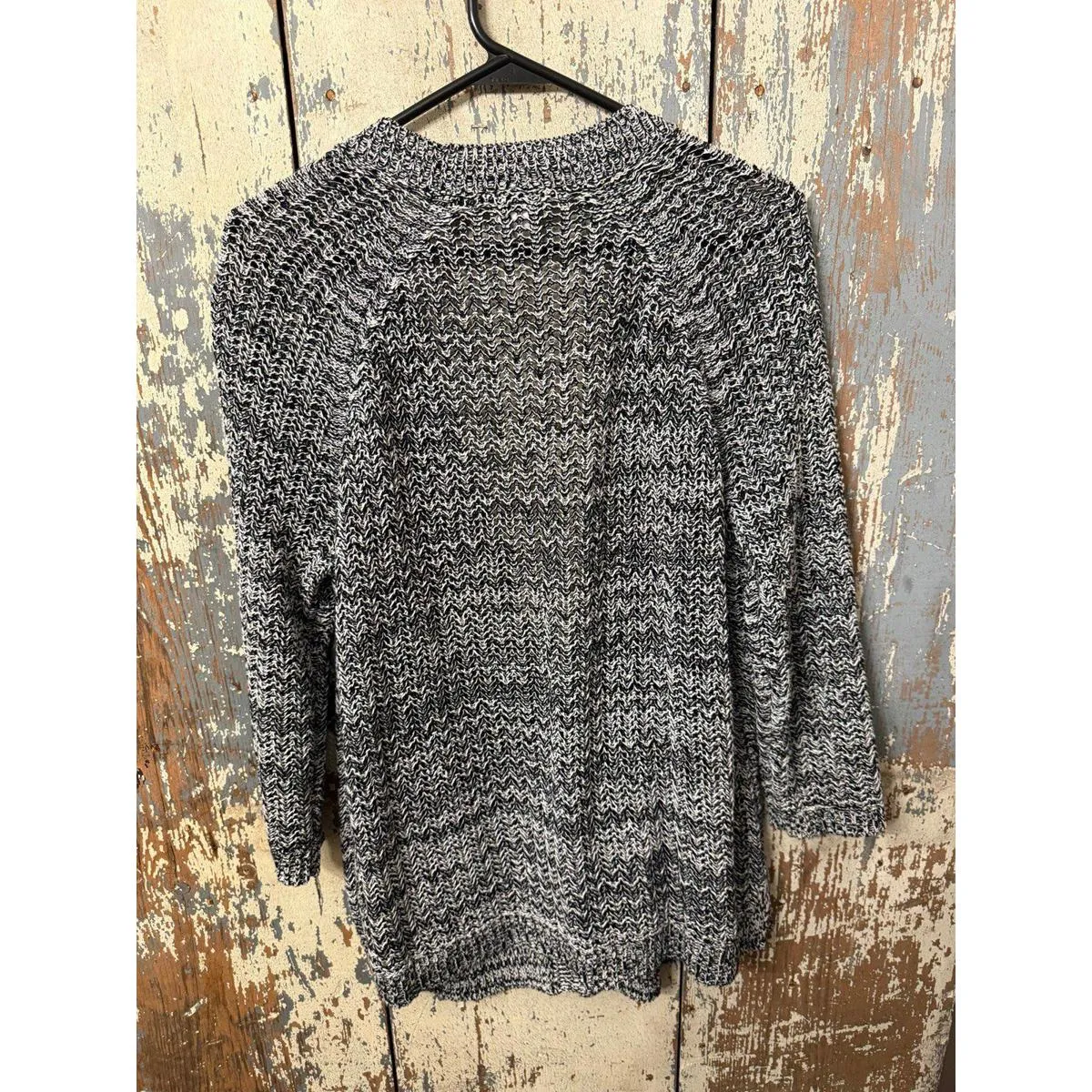 J. Jill Women's Black White Chunky Crochet Knit Cardigan Sweater, size Small - Image 5