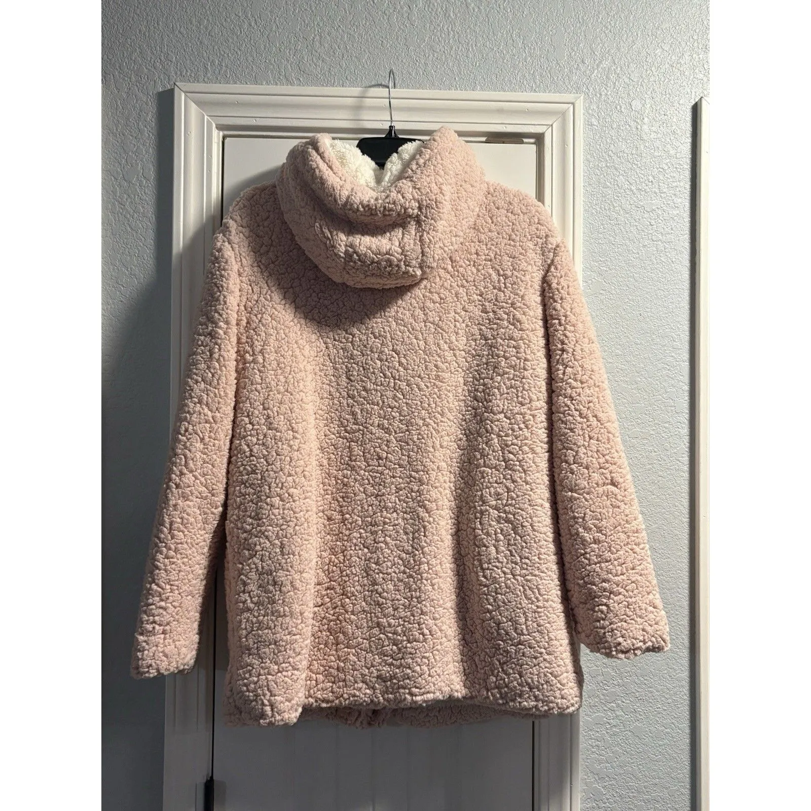 C&C California Medium Sherpa Fleece Jacket Pink Soft Teddy Snap Zip Front Coat - Image 6