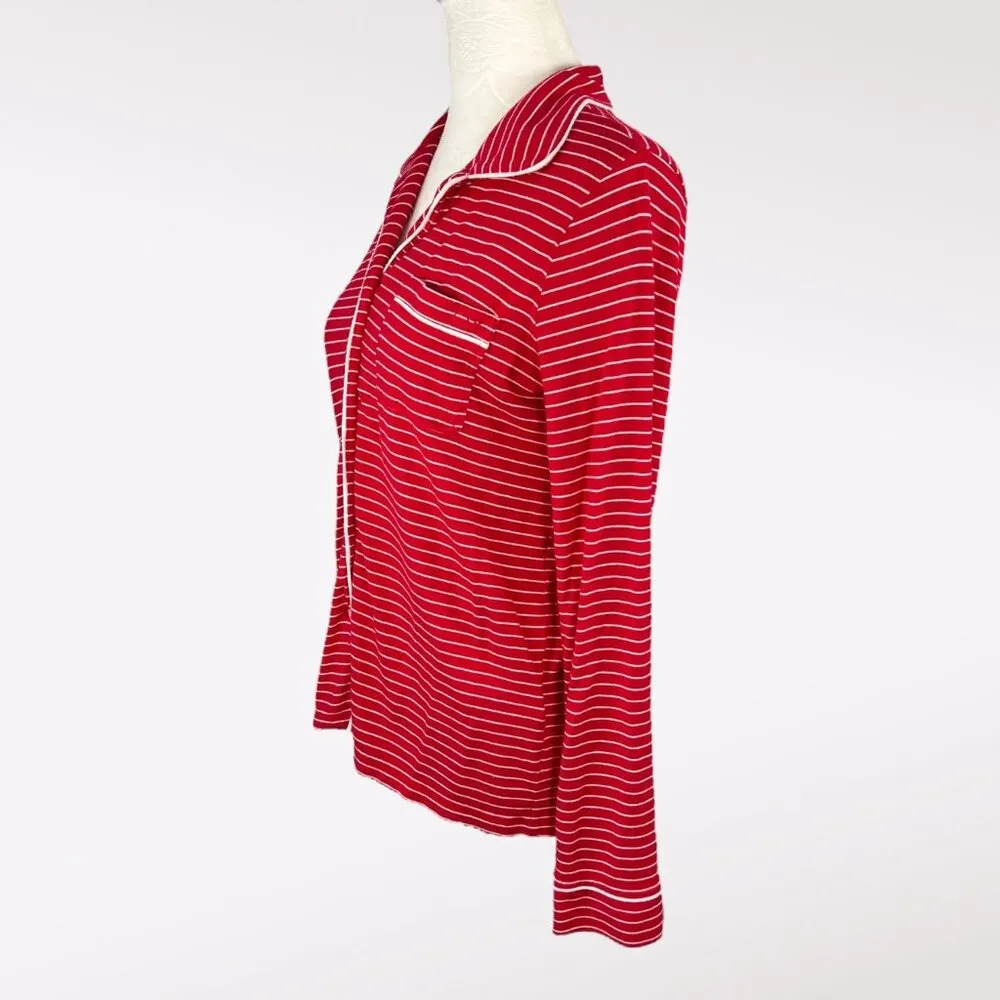 Vineyard Vines Red White Stripe Pajama Shirt XS - Image 4