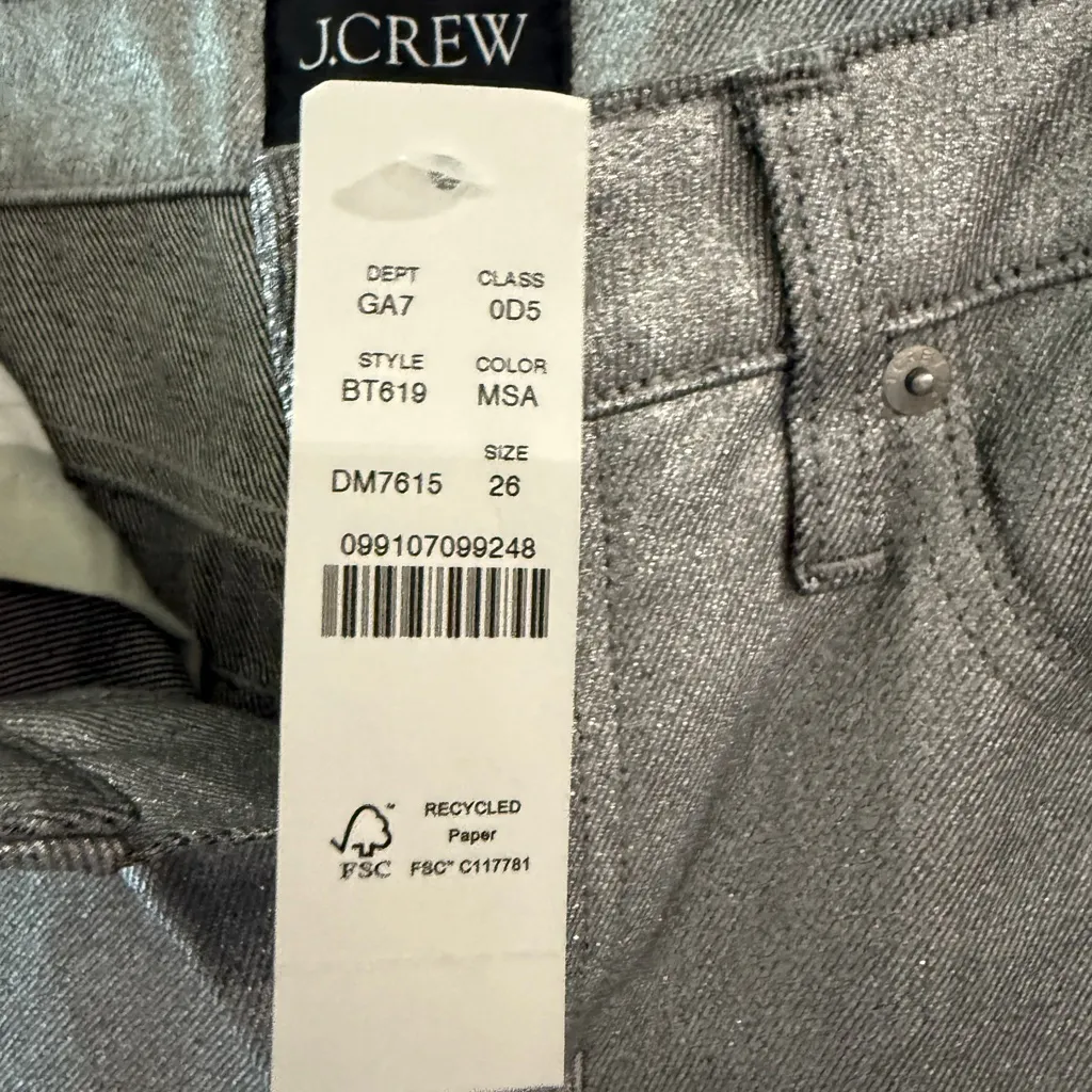 J.Crew Silver Straight Leg Jeans Holiday Party Clubbing Festival Cyberpunk - Image 3