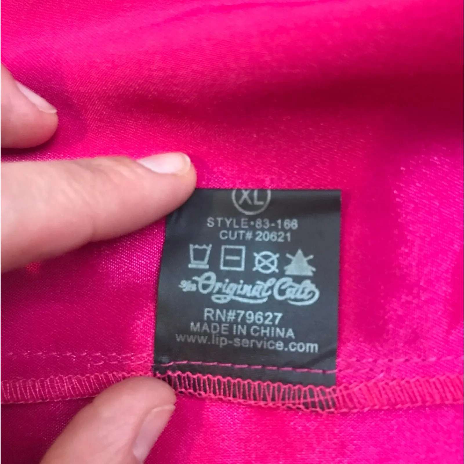 Vintage Lip Service Gothic Victorian Y2K Coquette Fuchsia Black Lace Top XL - Image 7