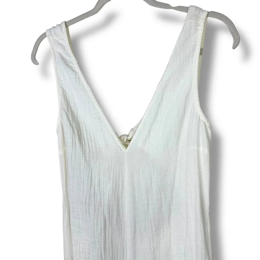 Madewell NWT Lightestspun Tie-Back White Cotton Gauze Cover-Up Jumpsuit Small - Image 4