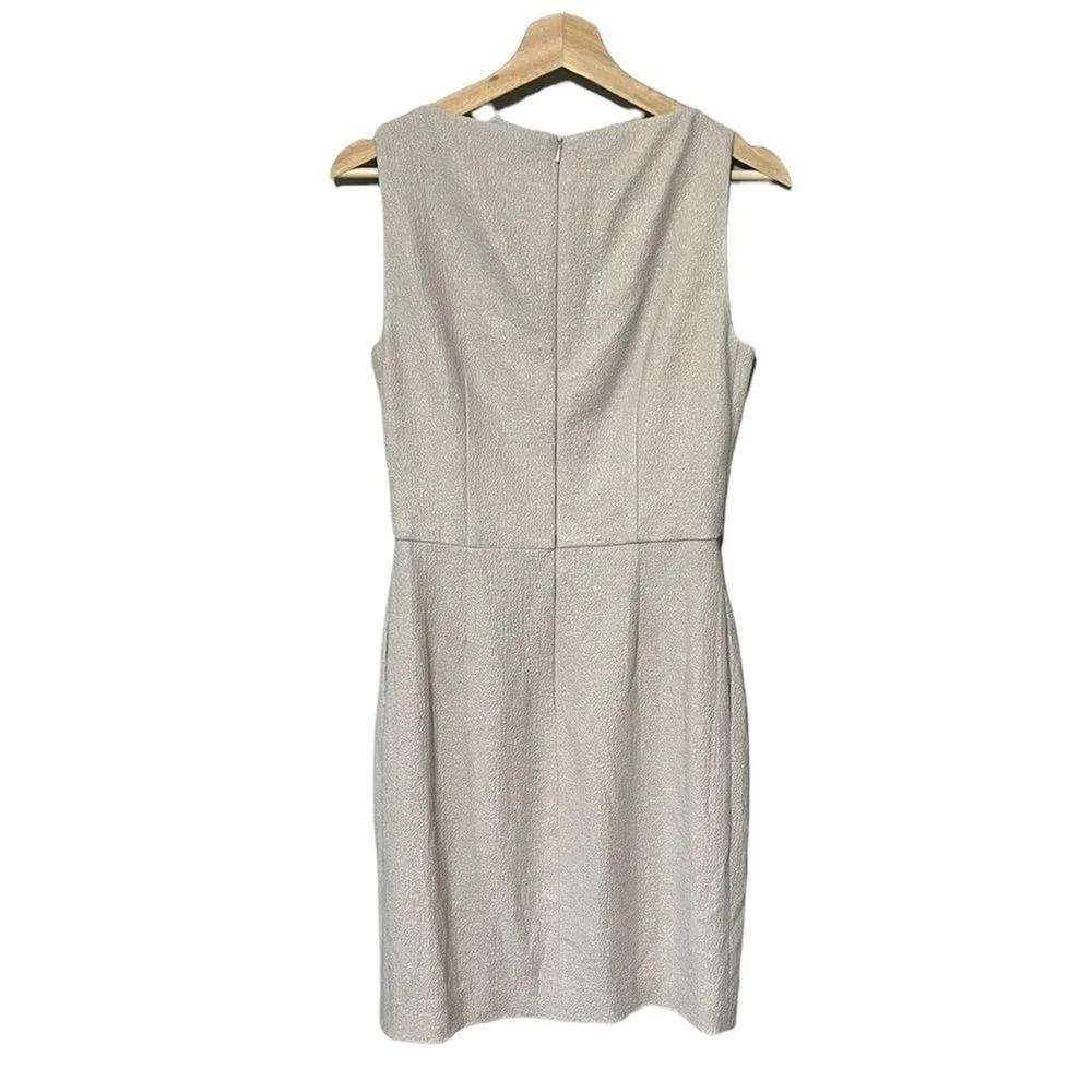 BADGLEY MISCHKA Bateau Neckline Knee-Length Neutral Metallic Dress 4 - Image 3