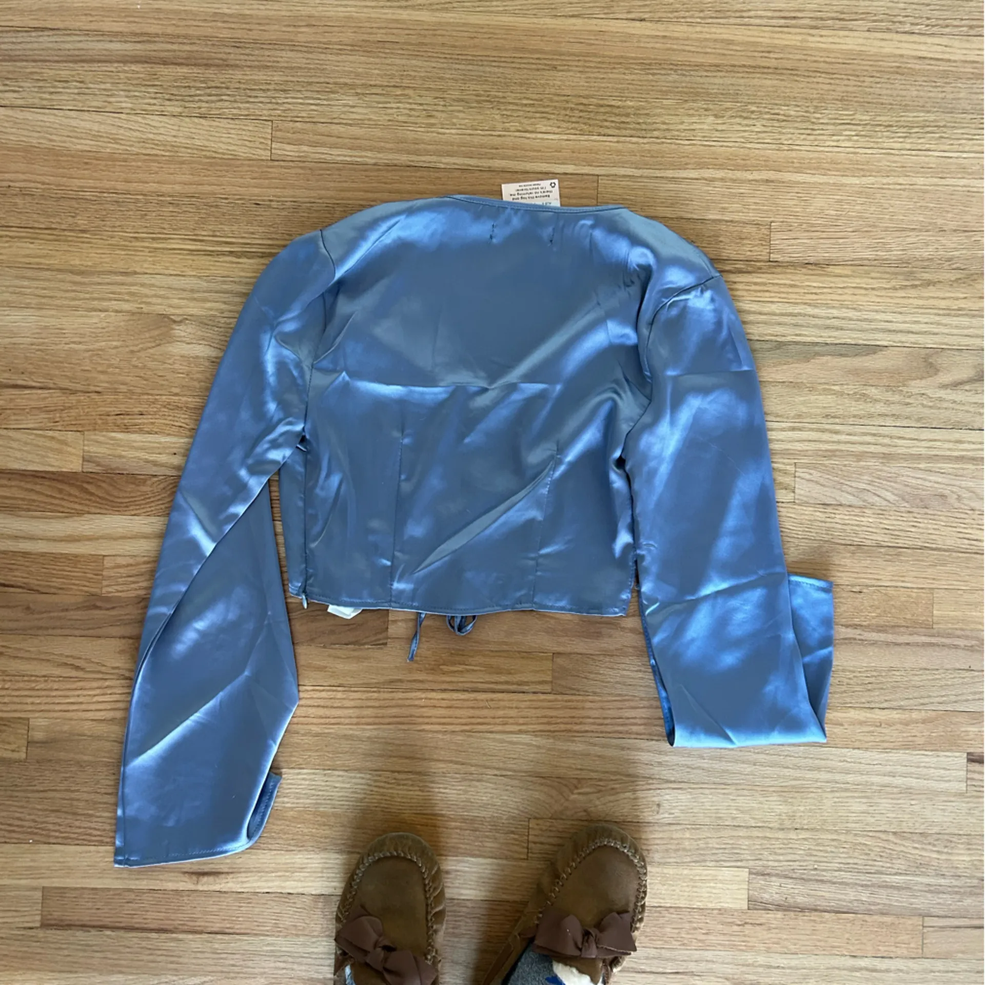 NWT Missguided Blue Co Ord Ruched Front Satin Top - Image 6