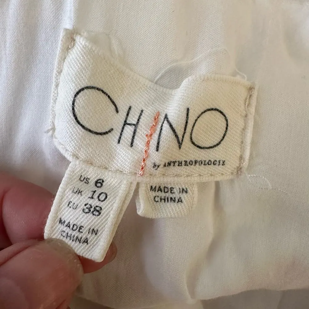Chino Anthropologie Womens 6 Sleeveless Wrap Cropped Wide Leg Jumpsuit White - Image 8