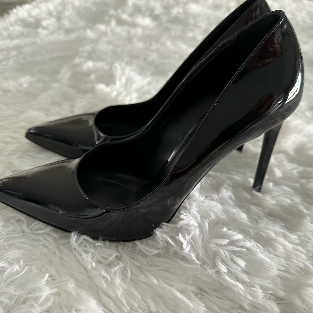 Saint Laurent YSL Anja Black 110 Patent Leather Pumps Shoes Italy Sz 39.5 39 1/2 - Image 3