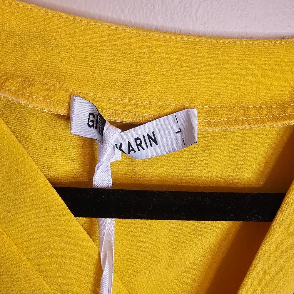 Grace Karin Mustard Yellow Large Bow Tie Front Blouse - Image 7