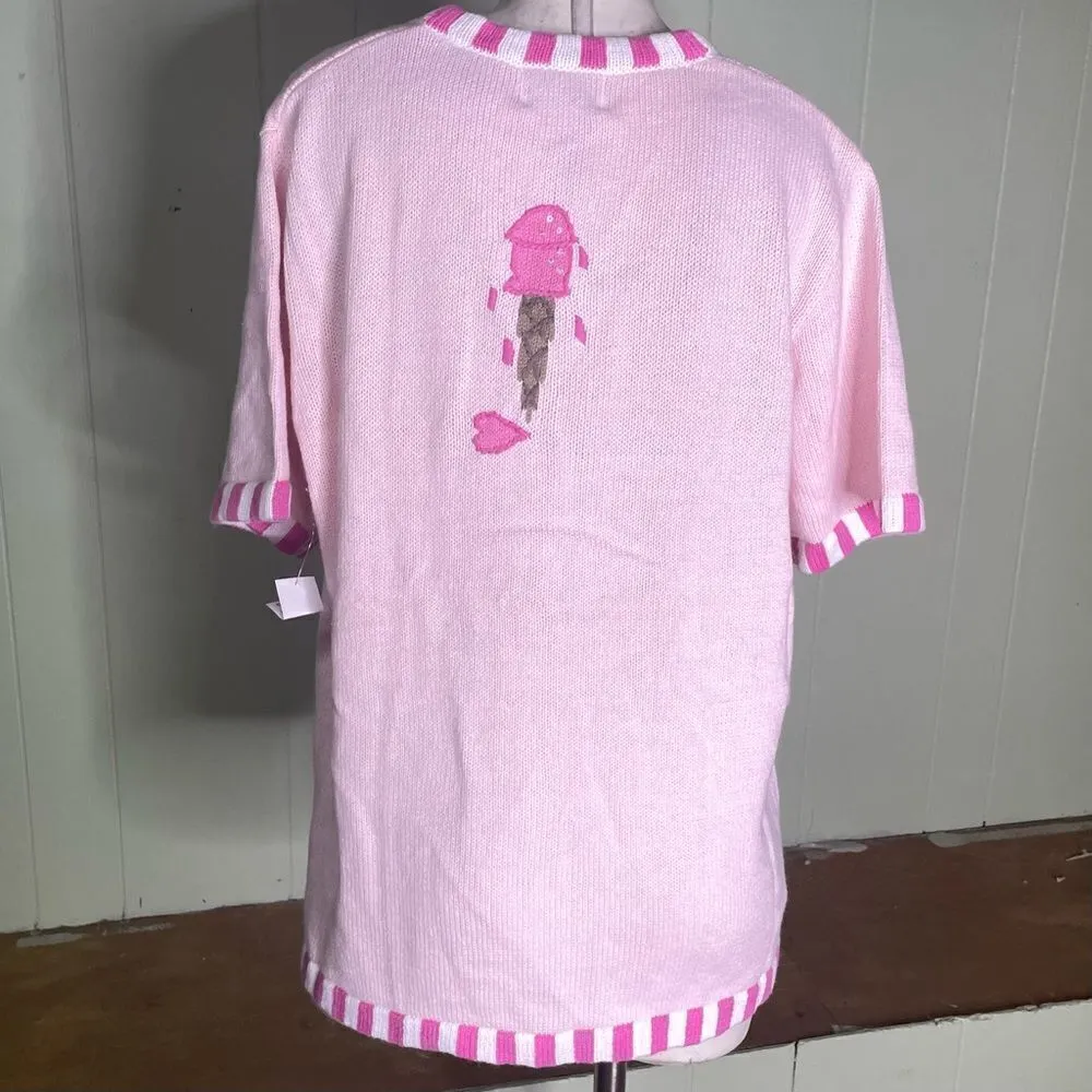 Quacker Factory Summer Days Strawberries Cherry Ice Cream Cardigan L - Image 2