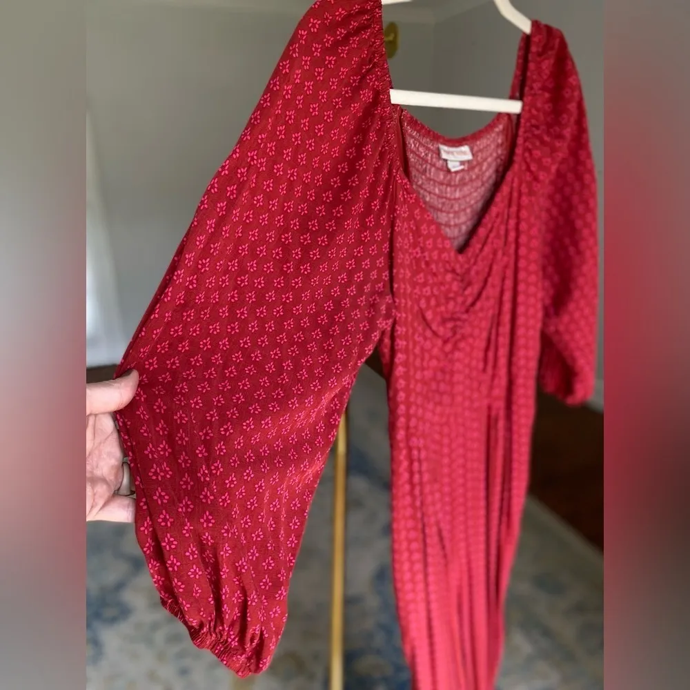 Knox Rose V Neck Romper Valentines Date Night Resort Vaca Smocked Puff Sleeve - Image 5