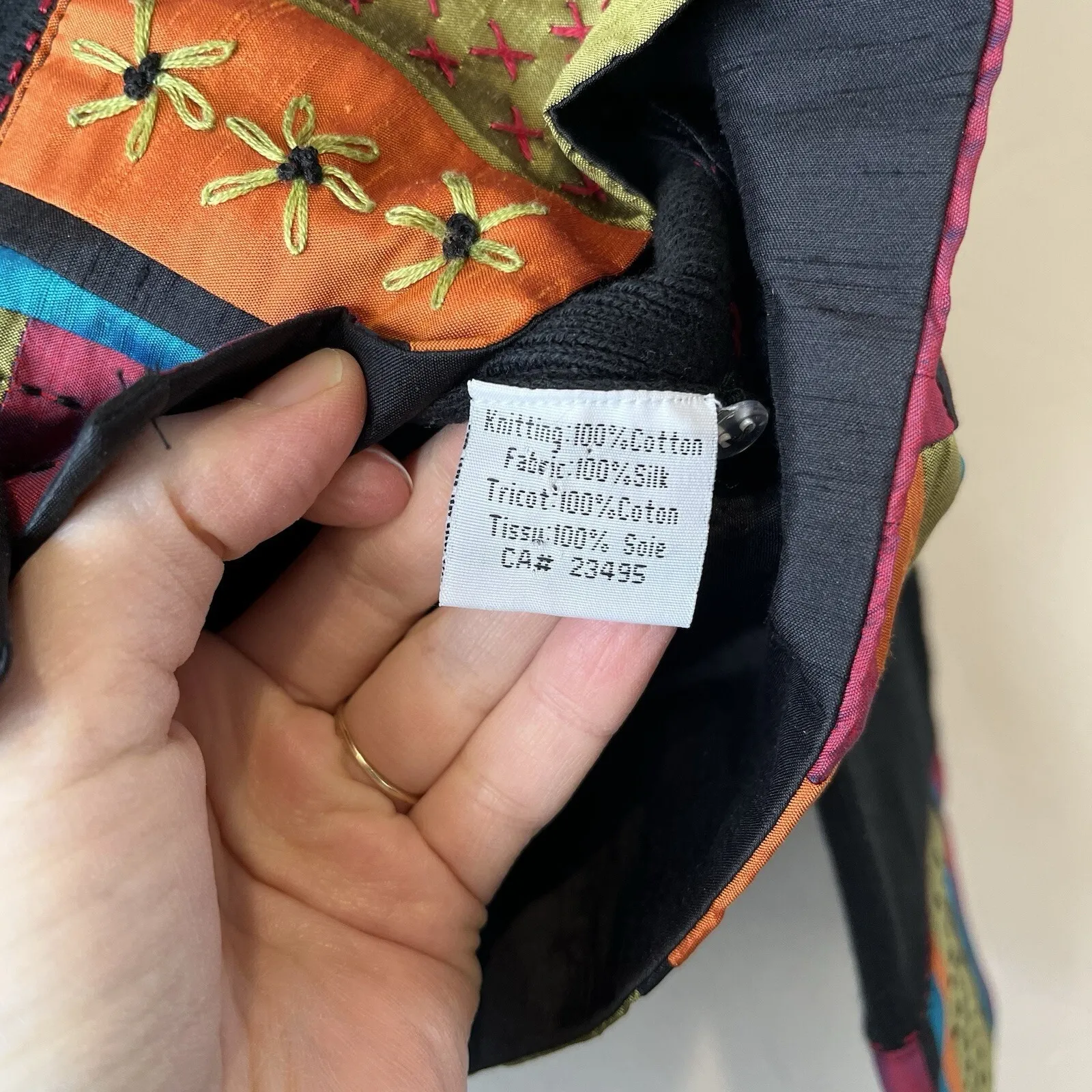 icelandic design sweater Cardigan Y2K Patchwork Cotton Silk Grandma L Whimsigoth Size L - Image 9