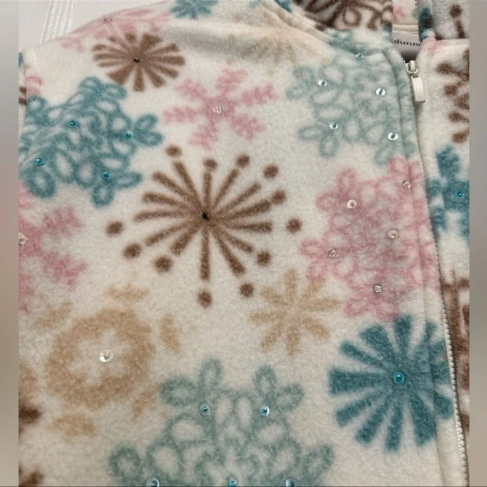 Alfred Dunner Snowflake Printed Fleece Jacket with Sequin Beads | Size Medium - Image 3