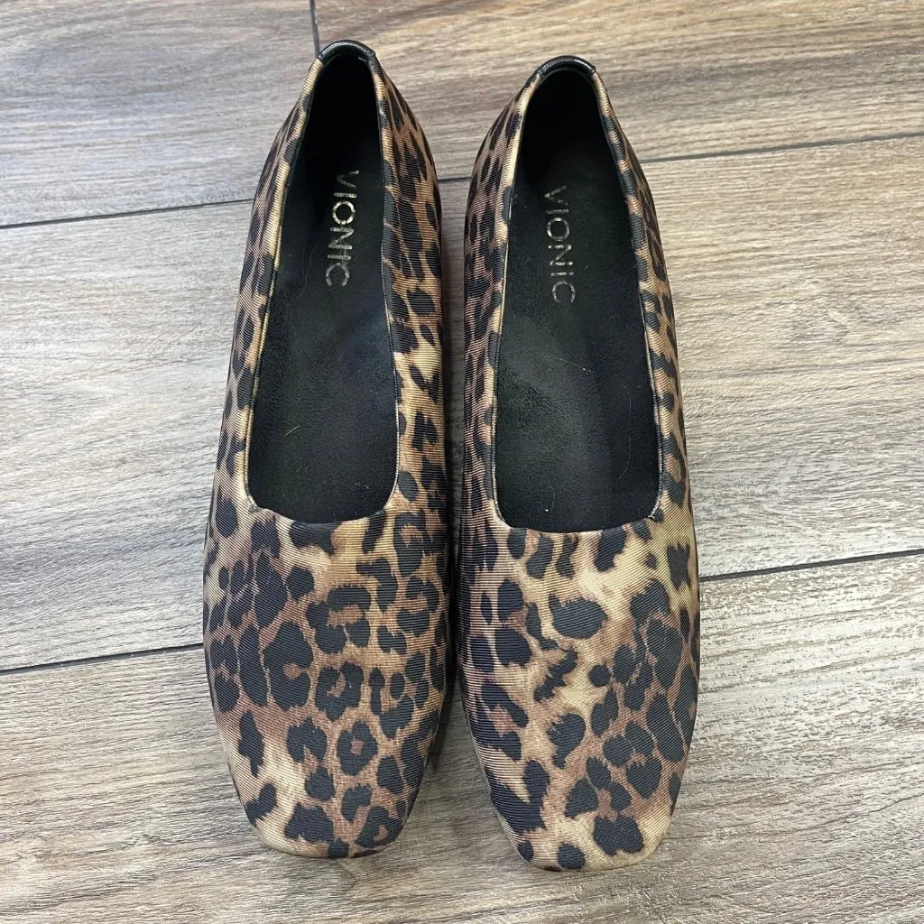VIONIC Powell Demi Wedge Tan‎ Leopard Comfort Orthotic Slip-on Shoes Women's 9 - Image 2