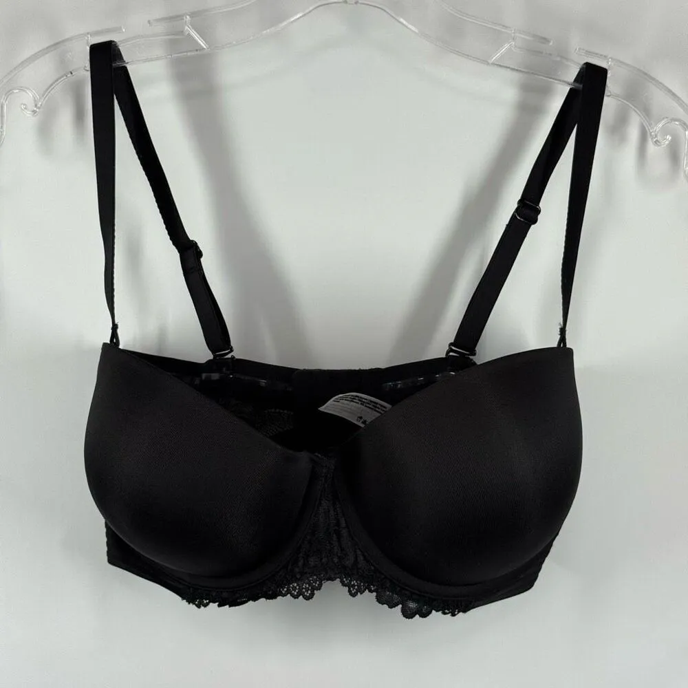 Maidenform Multiway Black Lace Push-Up Strapless Bra Size 36DD - Image 4