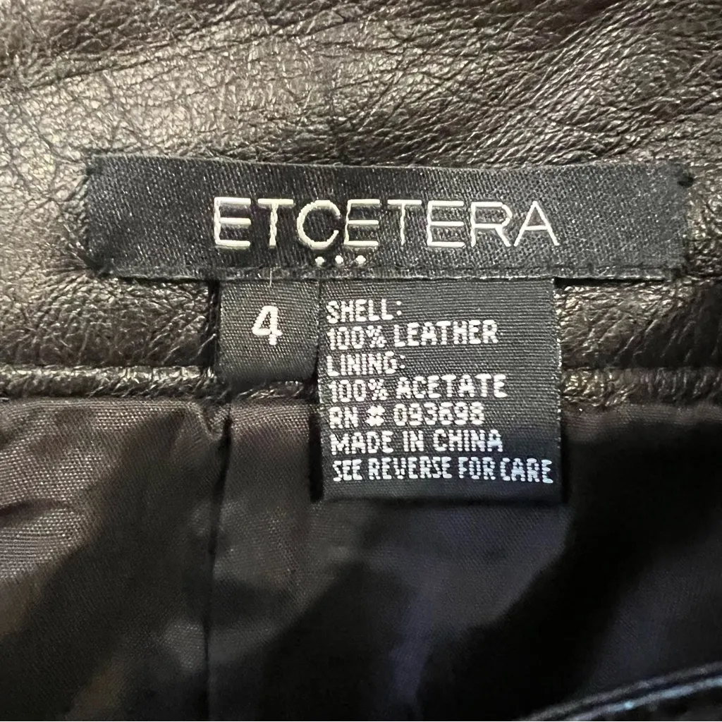 Etcetera Black Leather Midi Skirt - Image 3
