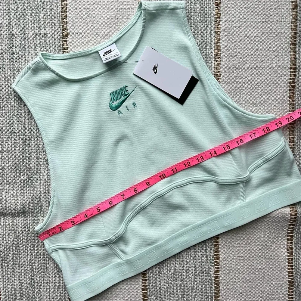 Nike Air Barely Green Washed Teal Ribbed Cropped Tank Top Women’s XXL - Image 7