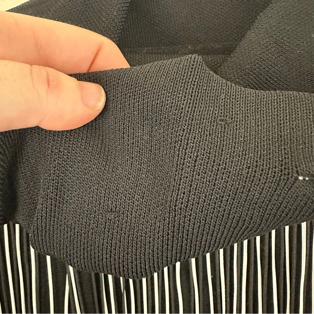 Zara Black Fringe Western Sweater Cowl Neck Poncho Size Large Women's - Image 5