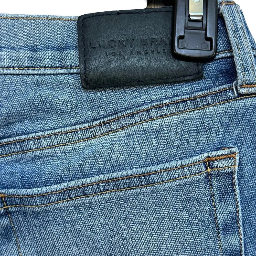 Lucky SZ 4/27 Boyfriend Sienna Jeans Mid-Rise Distressed Frayed Hem Stretch Blue - Image 7