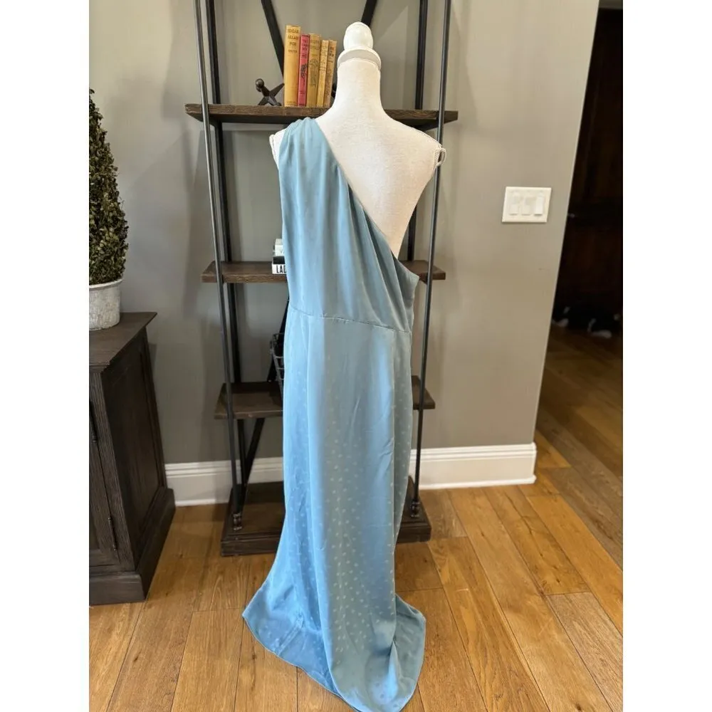 Favorite Daughter The Singles Table Asymmetric One Shoulder Dress Slate Blue 18 - Image 9