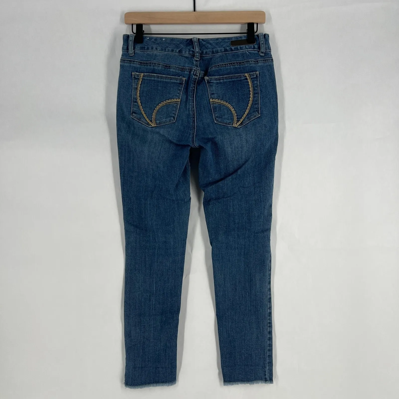 Ariya Kilkenny Skinny Jeans Womens 5/6 Blue Denim Cotton Distressed Frayed Hem - Image 6