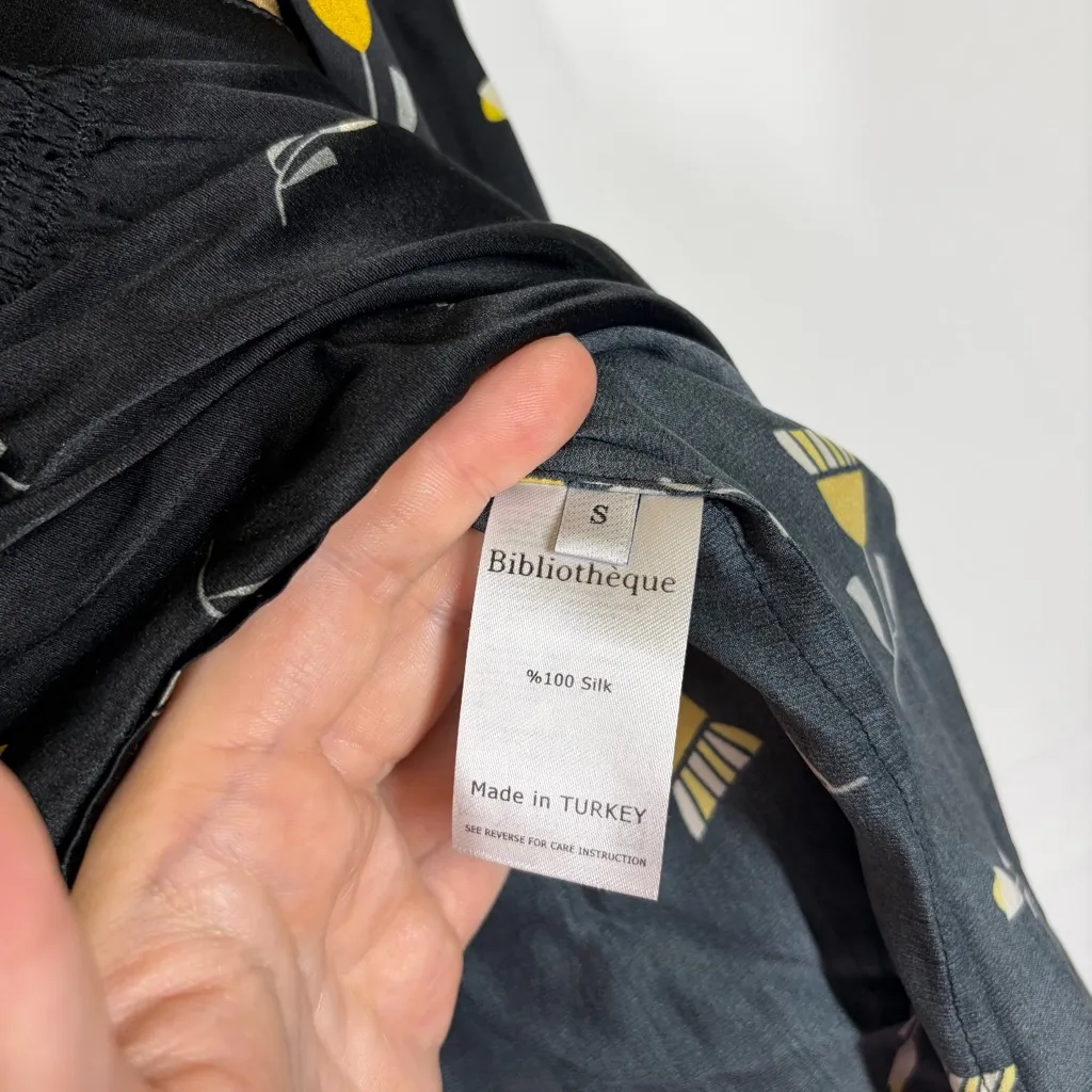 Bibliotheque New York 100% Silk Blouse Size Small Black - Image 8