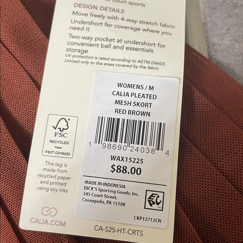 CALIA Pleated Mesh Skort size Medium Red - Image 7