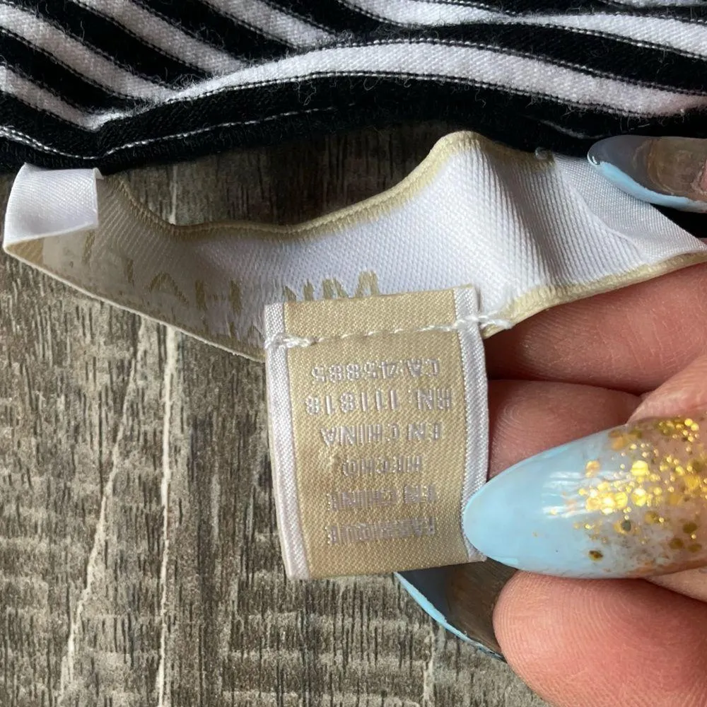 Michael Kors Cold Shoulder Short Sleeve Top Black & White Stripes Medium - Image 5