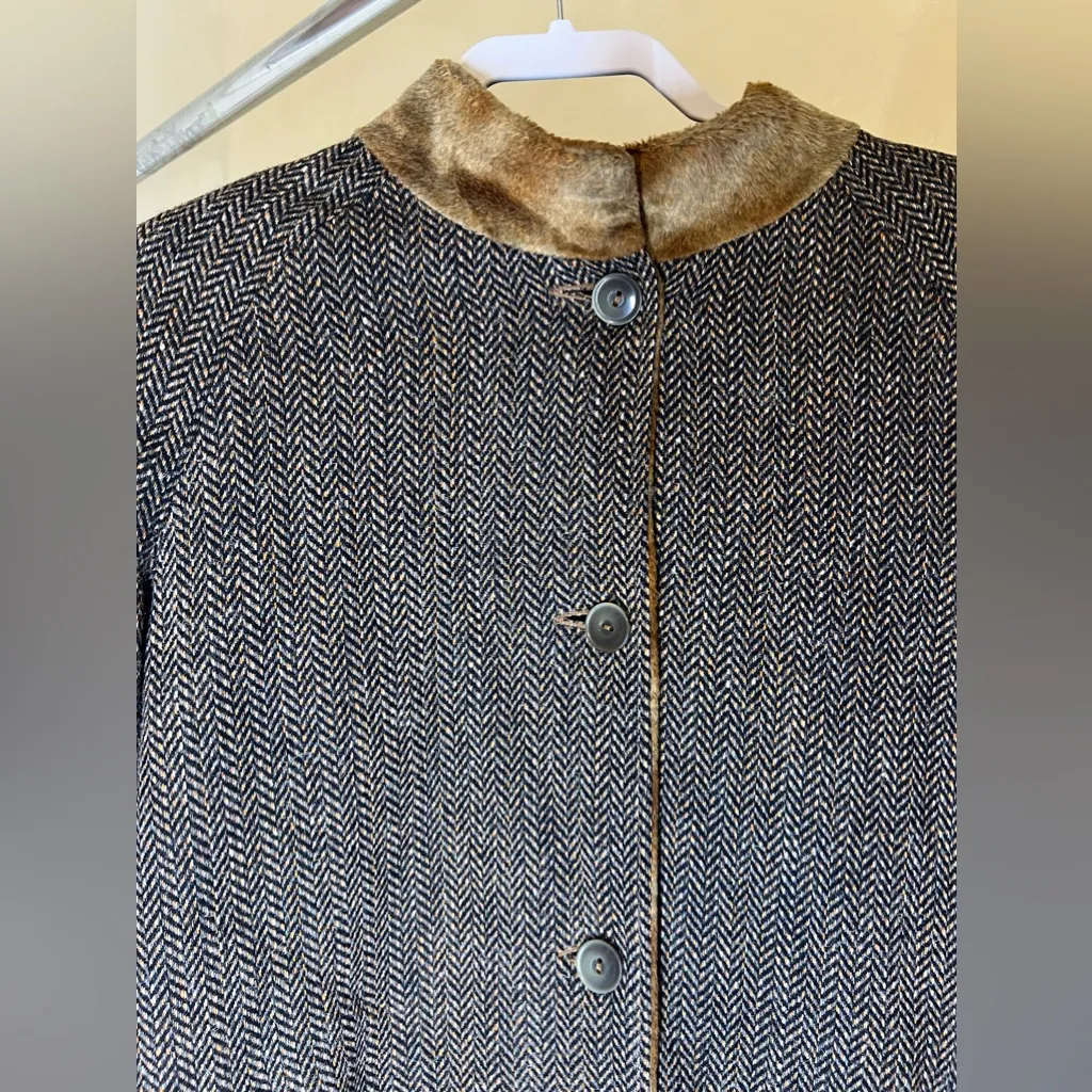 Harve Bernard Brown Tweed Womens Winter Full Length 100% Wool Coat,Ukraine|Sz:10 - Image 4