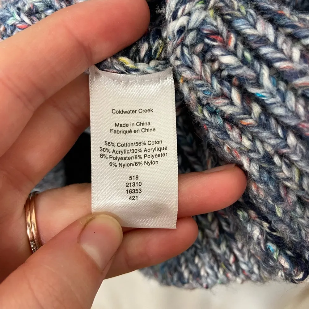 EUC Coldwater Creek women’s blue multicolor speckled knit pocket button cardigan - Image 4